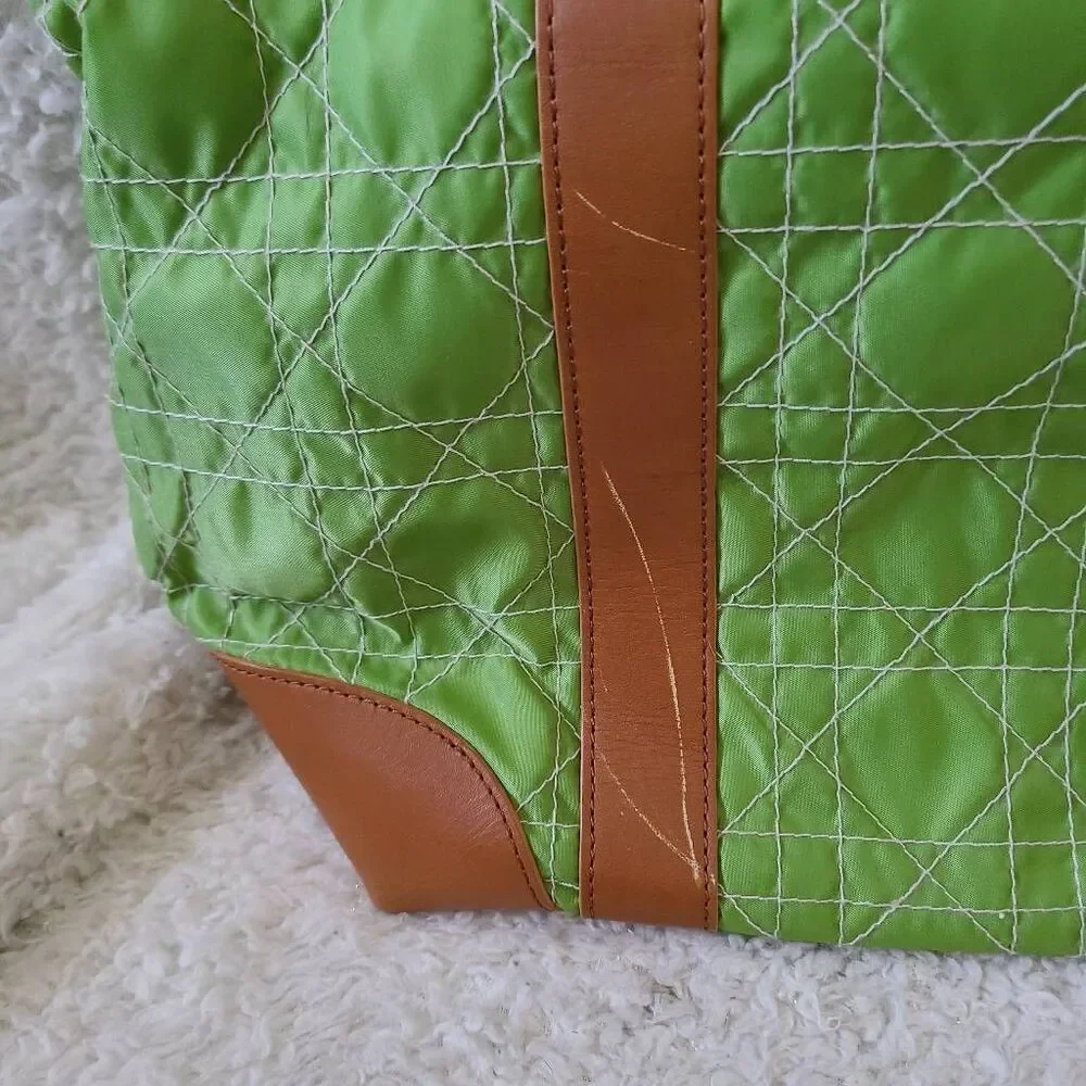 Lilly Pulitzer Off The Wagon Quilted Green Canvas Tote Shoulder Bag NWT‎